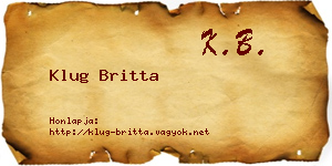 Klug Britta névjegykártya